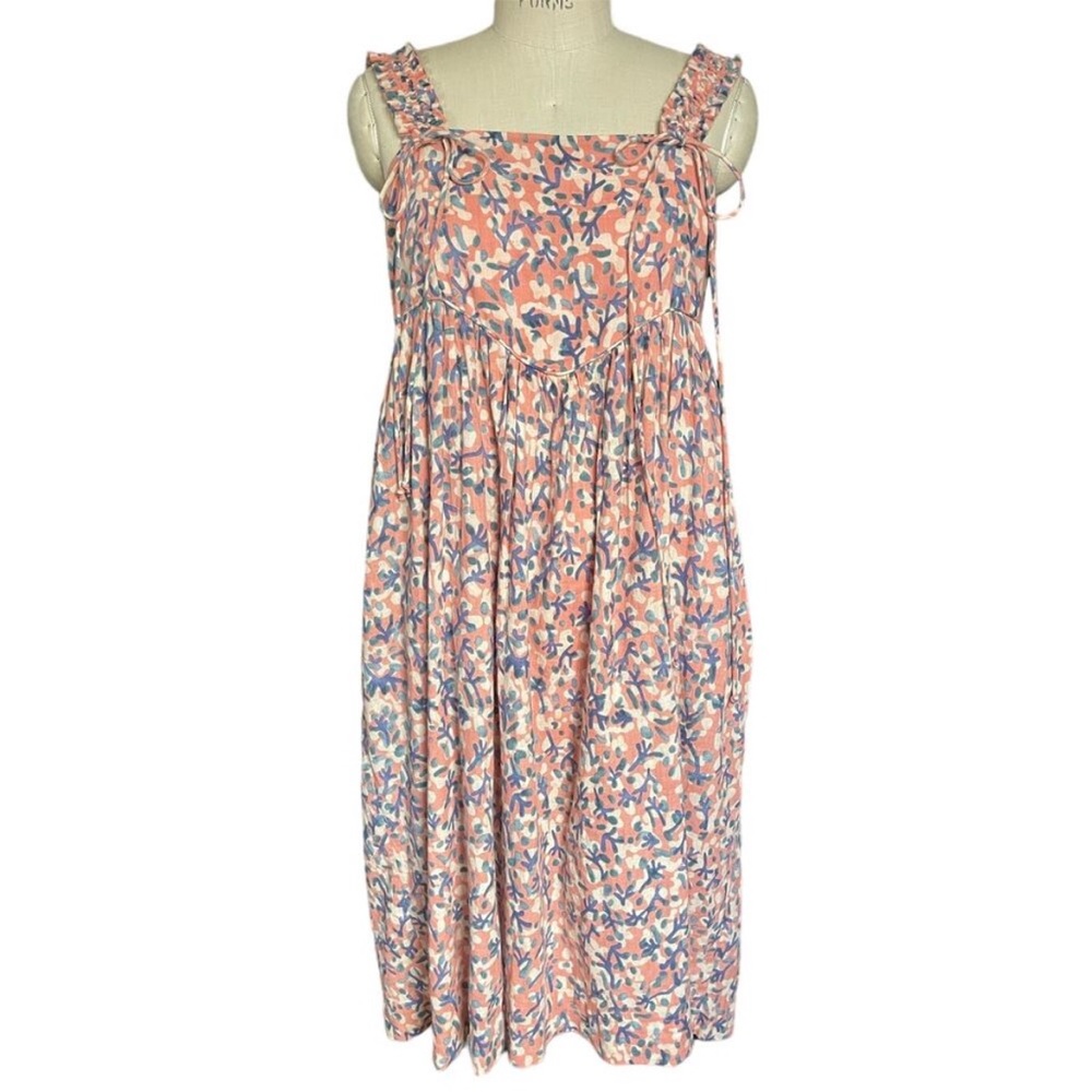 MIRTH Handmade Pink & Purple Block Print Sundress Size Medium